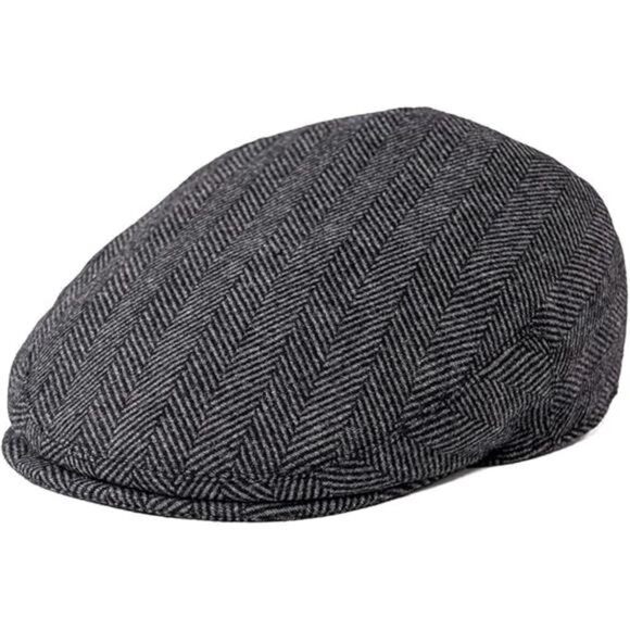 Men's Wool Tweed Newsboy Ivy Cap Gatsby Golf Flat Hat - Picture 8 of 8